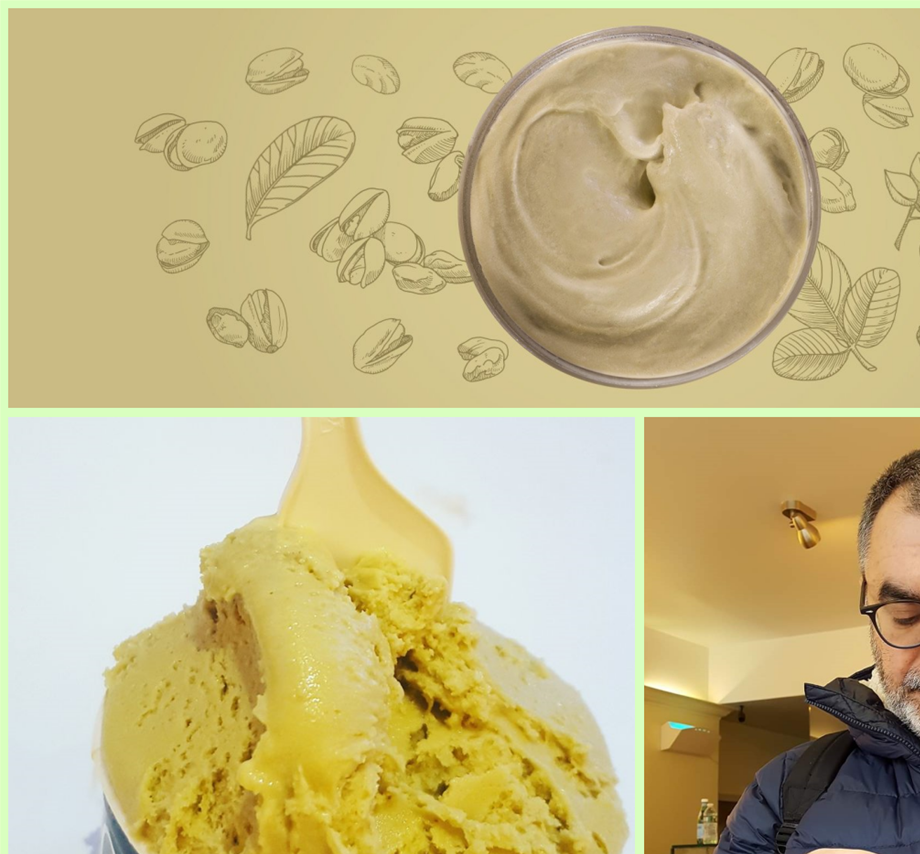 Grom pistacchio gelato...my favorite.  Me enjoying some Grom pistacchio ice cream.  NYC Feb.2018