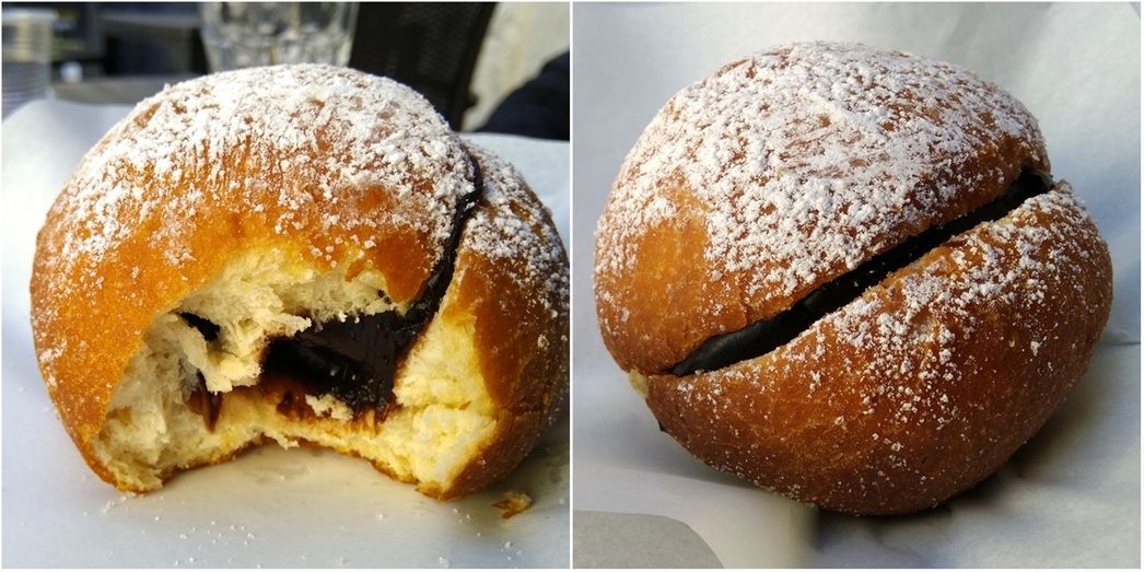 Zeppole con cioccolato.