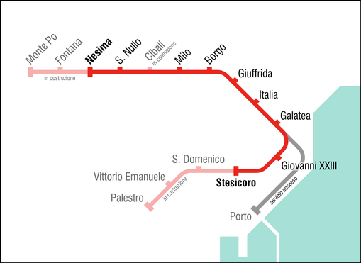 Map of Metropolitana di Catania only line.