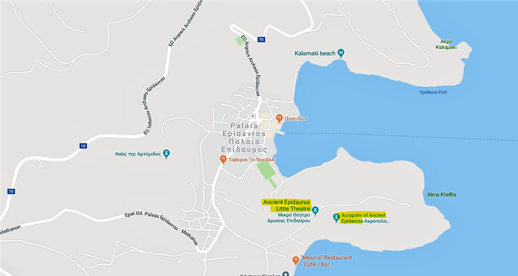 Old Epidavros village and surounding area.