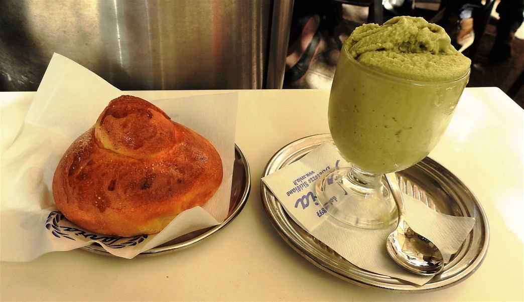 Pasticceria Savia. The traditional Sicilian treat: brioche and granita.
