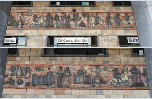 Hotel Mercure Catania Excelsior facade decorations.
