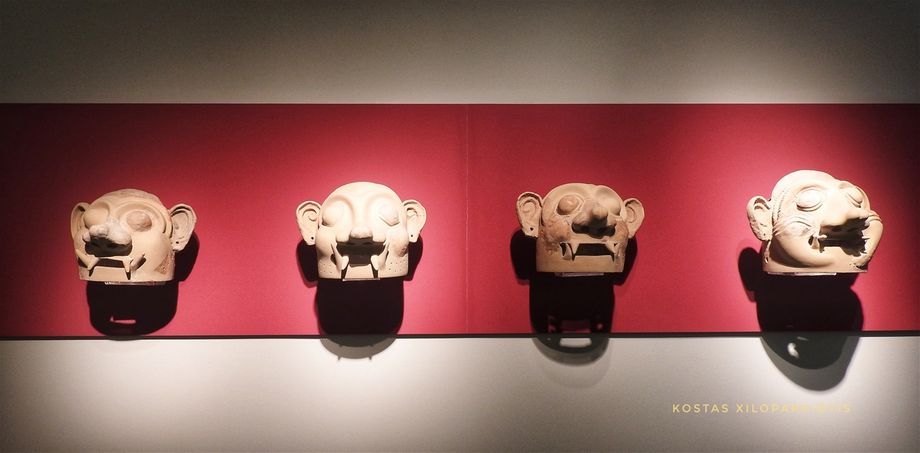 Unusual ritual masks made of clay.