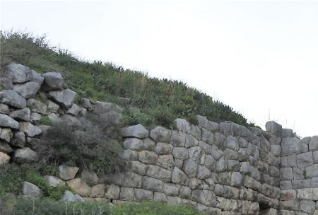 View of Grand Tower, located on the eastern side of the acropolis, on the beach.