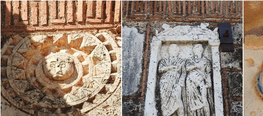 Decorative details (inlays) on the external walls of the Merbaka church.