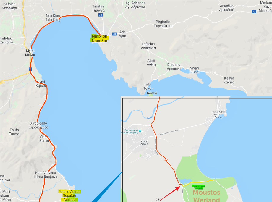 Location of Moustos Wetland on the map.