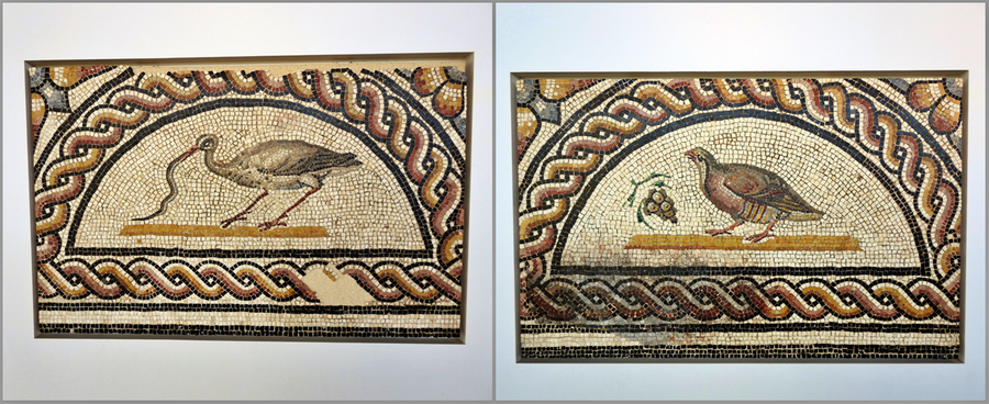 Details of the mosaic of craters and birds (last quarter of the 2nd century AD).