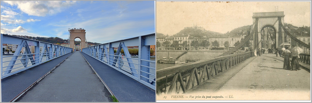 La Passerelle today (left) and in 1912 (right).