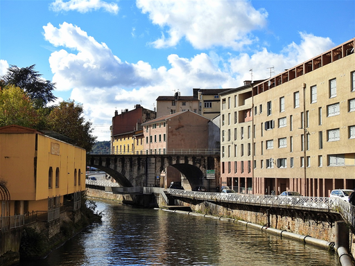 The Gère River close to the point of confluence with Rhone River.