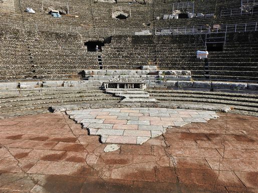 The Orchestra and the lower cavea of the Roman Theater (Théâtre Antique de Vienne).