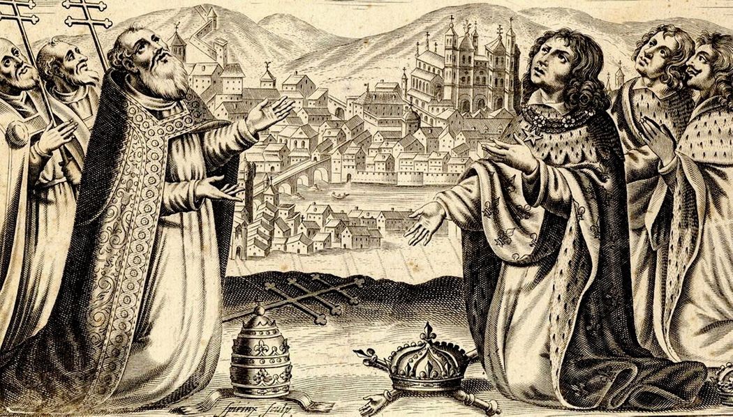 Philip the Fair and Pope Clement V at the Council of Vienne where will be decided the fate of the Templars.