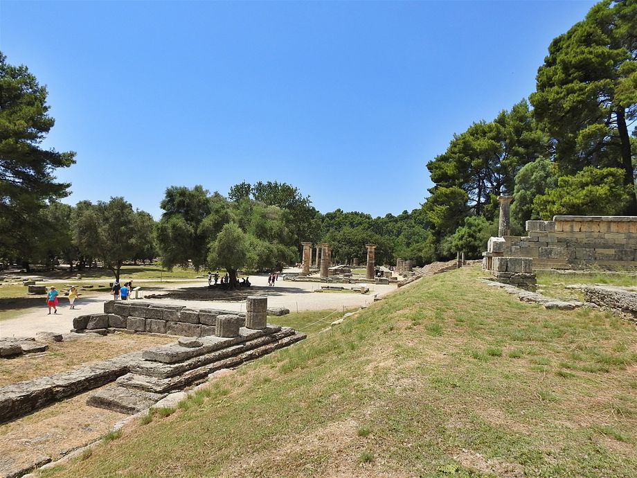 The Treasuries in the foreground and the Temple of Hera in the background.