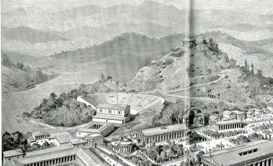 Representation of Olympia as it was in antiquity (19th century).