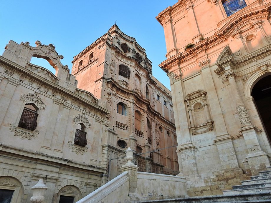 View of the eastern side Monastero del San Salvatore, from the staircase of Chiesa di San Francesco d'Assisi all'Immacolata.