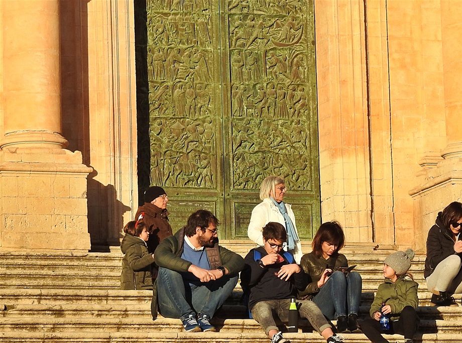 Absorbing the sun light at the top of Basilica Minore di San Nicolò (Noto Cathedral).