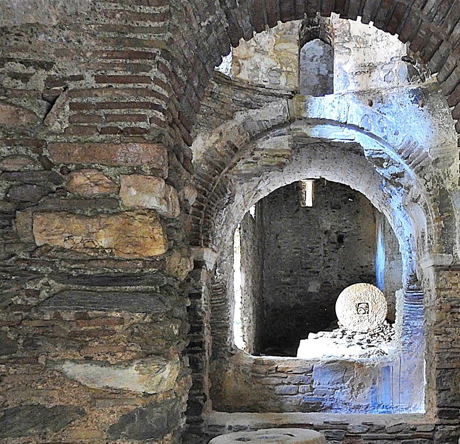Inside the baths building.