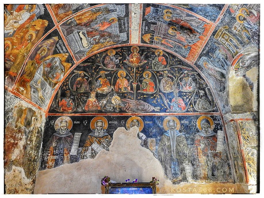 Frescos of the north wall of the narthex.