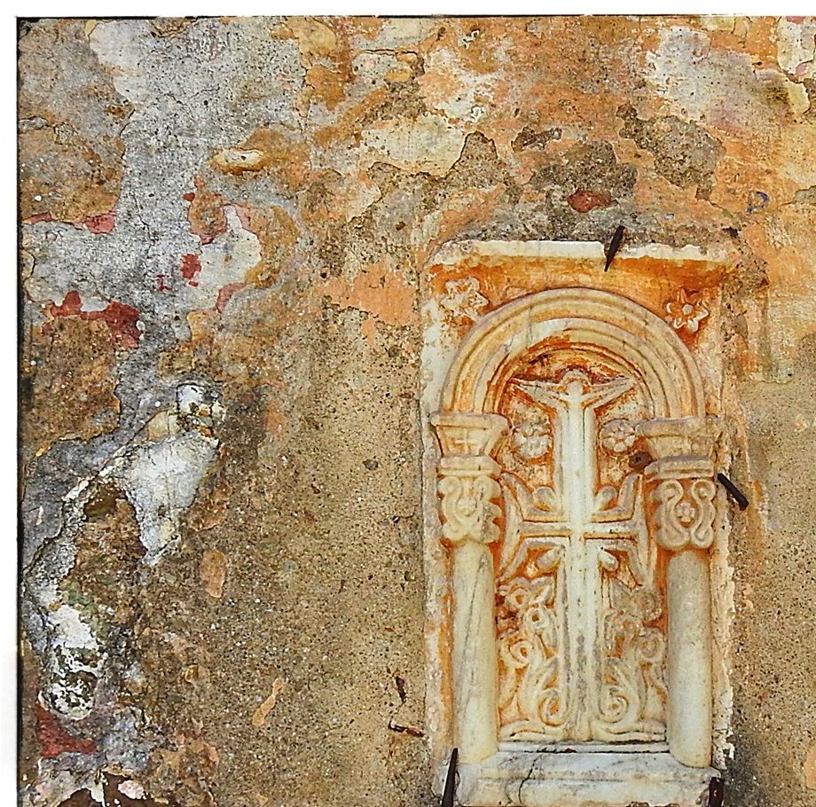 Inserted marble relief at the catholicon facade.