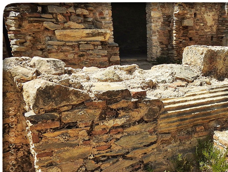 Basilica ruins incorporating ancient Greek temple parts.