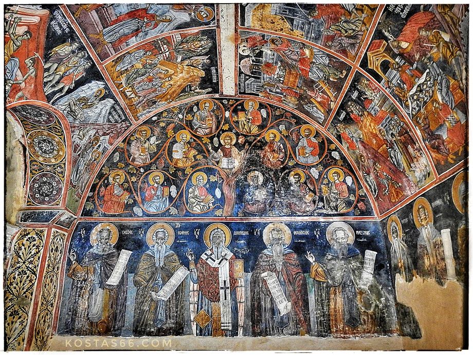 Frescos of the south wall of the narthex.