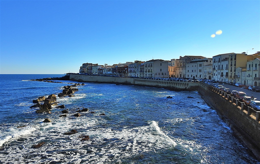 The east coast of Ortygia (Ionian Sea).