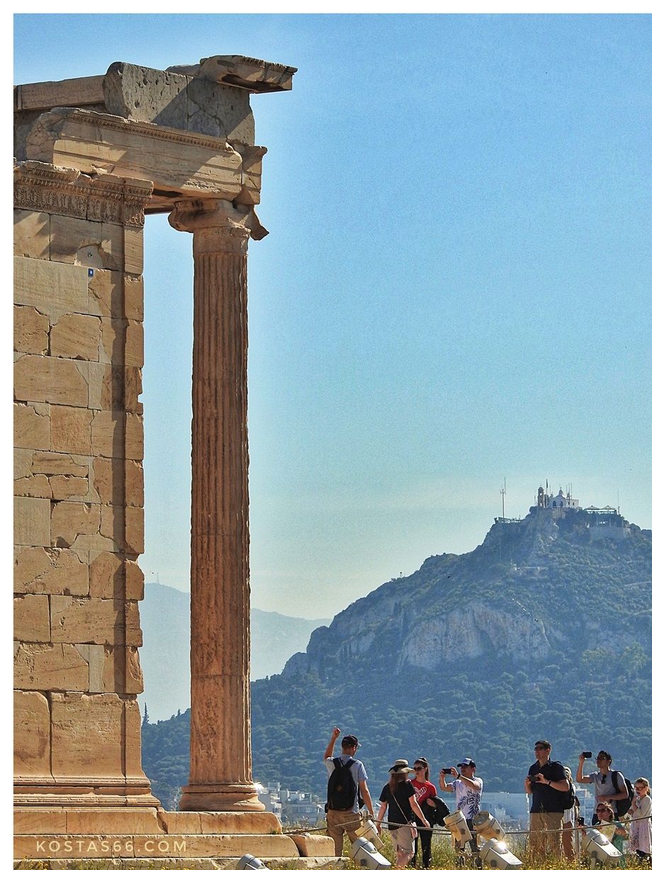 View of Lycabetus Hill from Erechtheion.