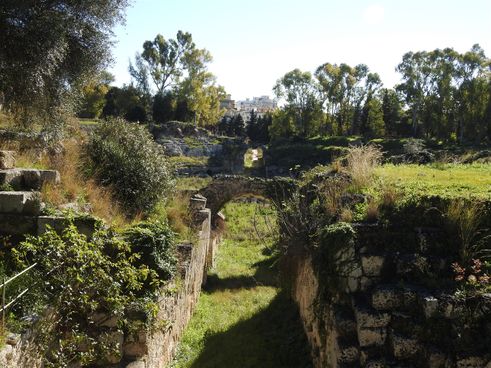 The central axis of the amphitheater from the north entrance to the south one.