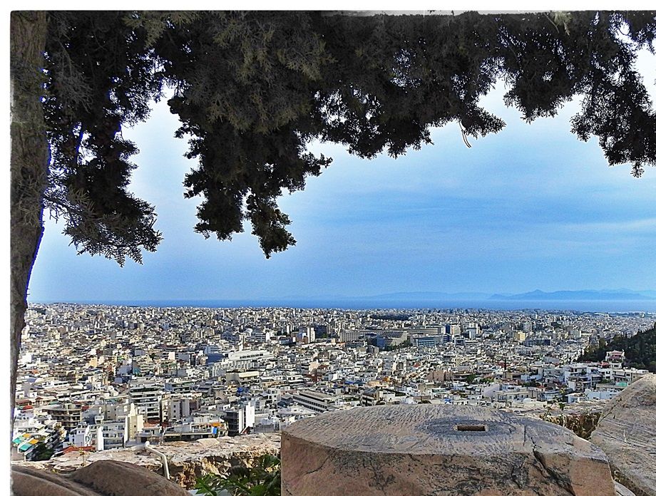 The southern suburbs of Athens photographed from the sacred rock.