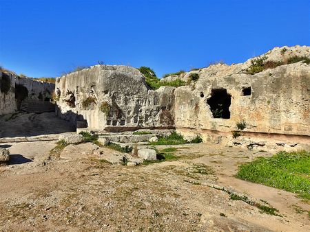 At the left of the picture is the beginning of Via dei Sepolcri. The several holes on the walls are tombs/shrines.
