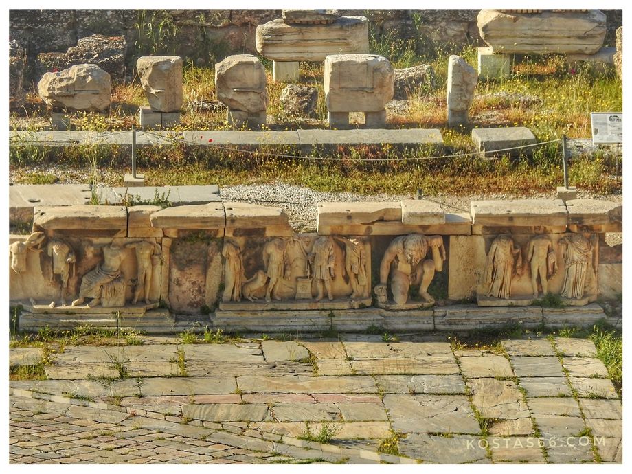 Theatre of Dionysus. Part of the Roman stage building (what is left of it).