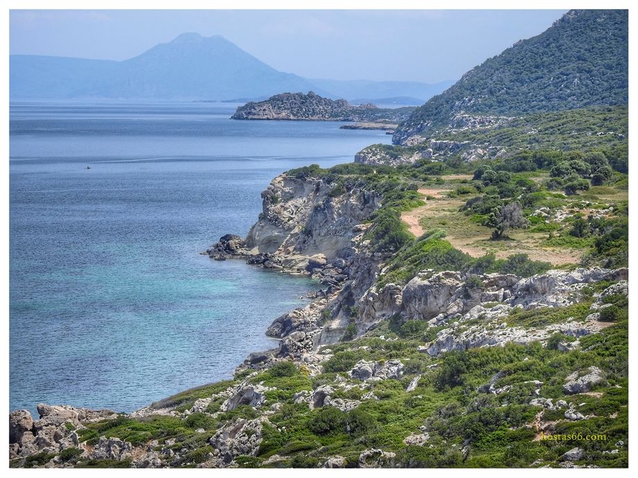 The north coast of the Perachora peninsula seen from the lighthouse.