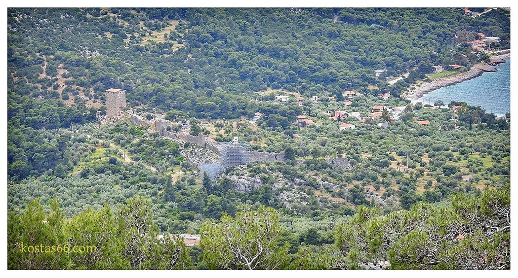 The archeological site seen from the road to/from Athens.