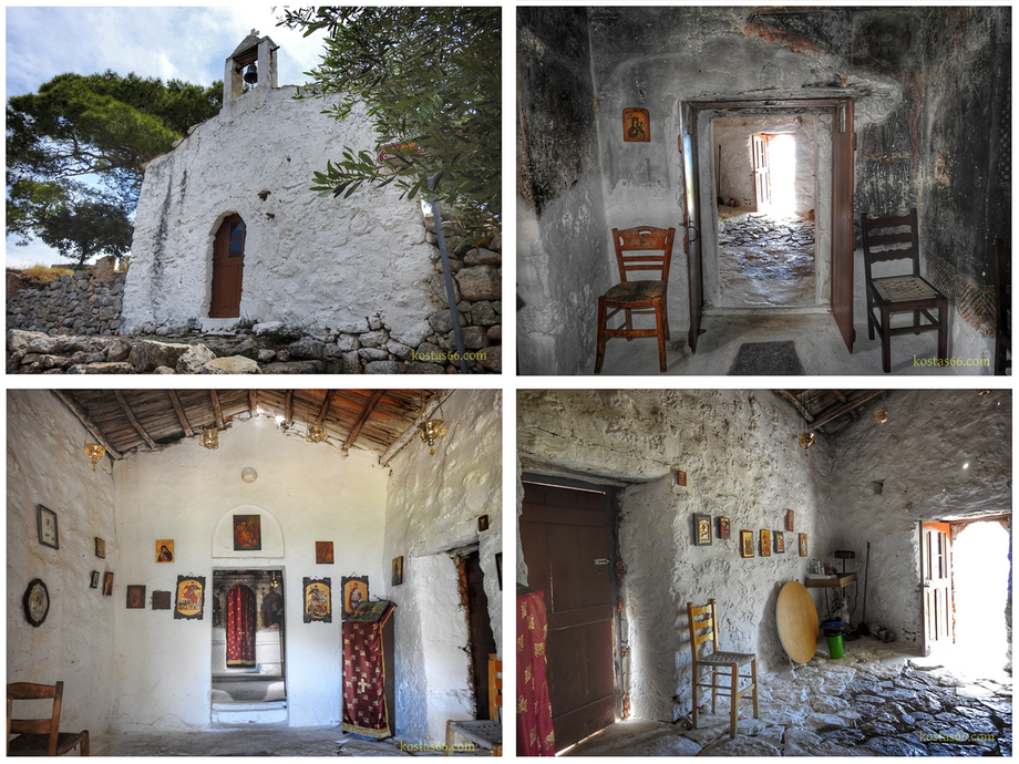 Inside the chapel of Saint George of the Castle, and its main entrance (top left).