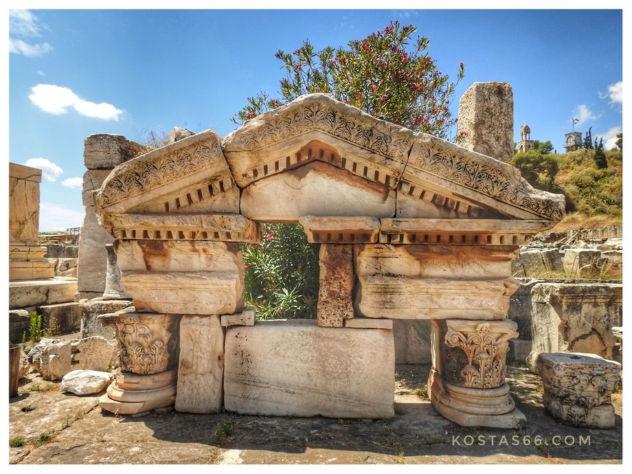 Remains of the East Triumphal arch (on the left of the Kallichoron Well).