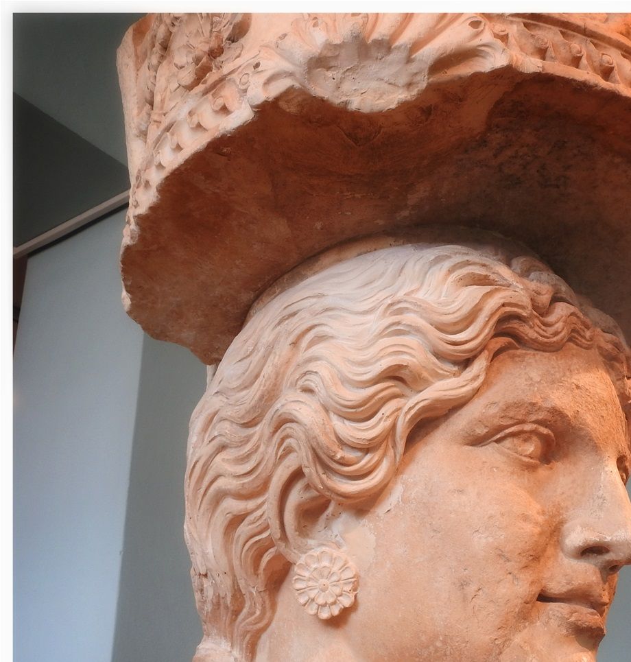 The head of the caryatids located at the museum of Eleusis.