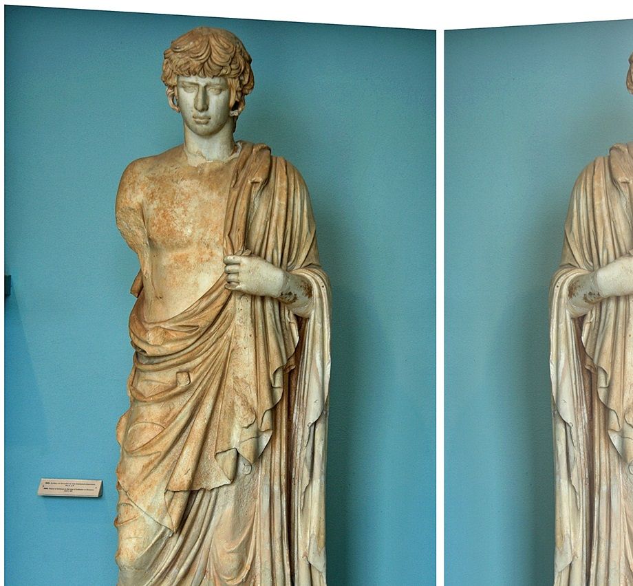 Antinous, life-size marble statue, 130-135 AD.