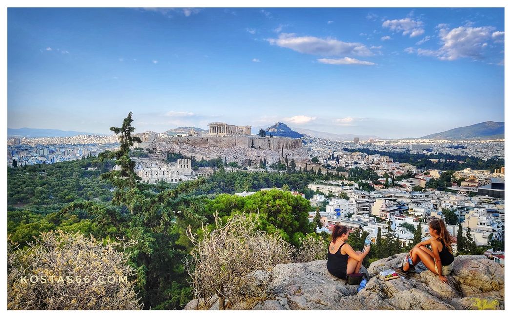 Acropolis (south slope) seen from Filopappou Hill.