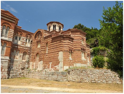 The SE side of Theotocos (Virgin Mary) church. The church seen adjacent to it (on the left of the picture) is the katholikon.