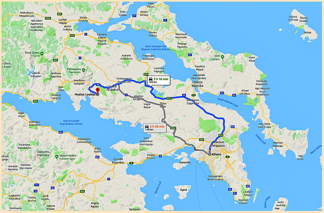 From Athens to Osios Loukas Monastery.