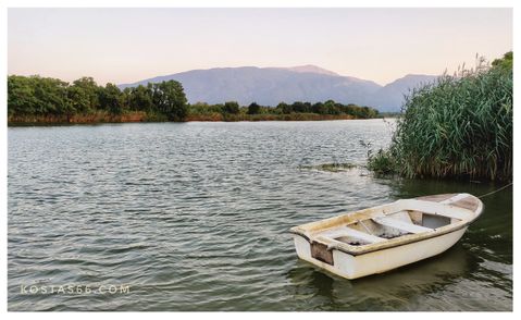 Fishing boat at the delta of Pineios.