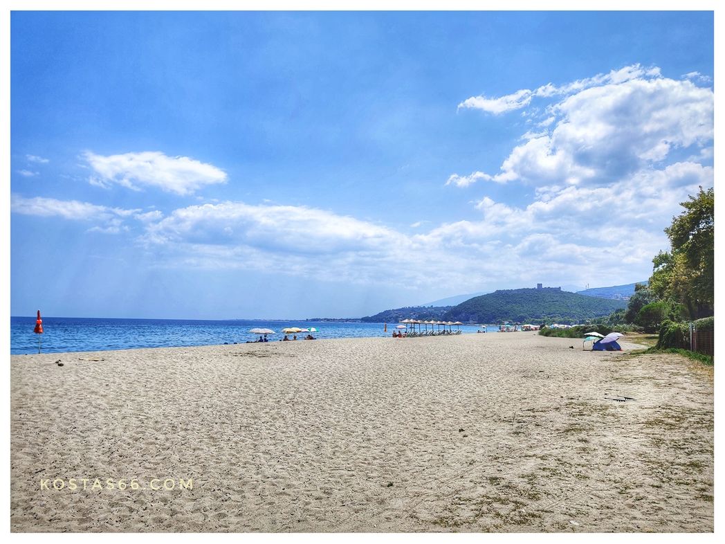 The castle seen from Panteleimonas beach at the north of it.