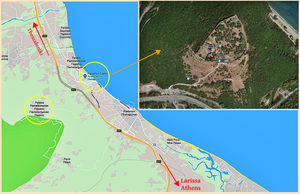 The Platamon castle on the map.