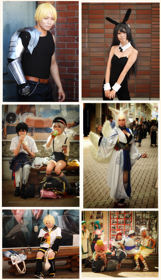 Anime characters in the streets of Otaru for the 