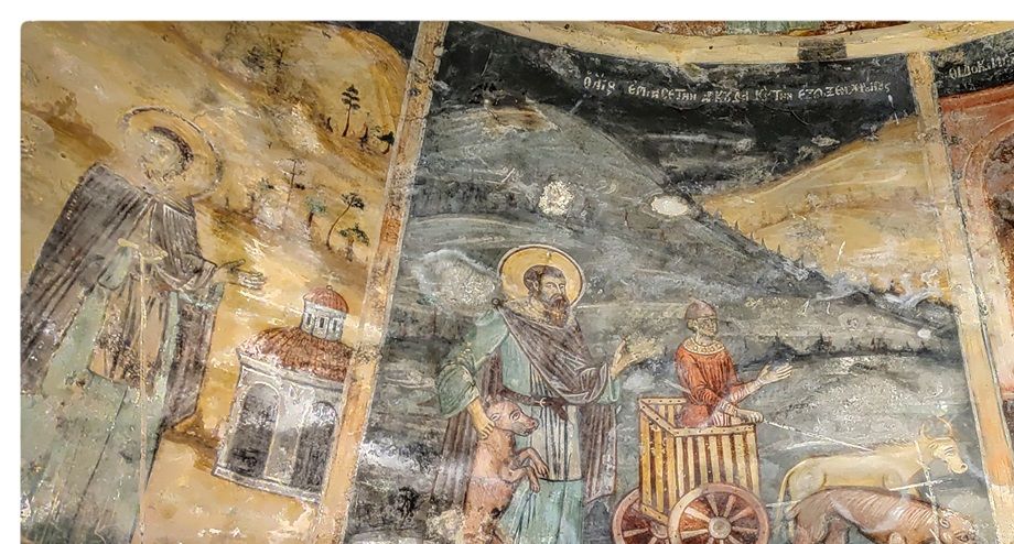 Fresco depicting Saint Naum inside the church of the Monastery of Saint Naum.