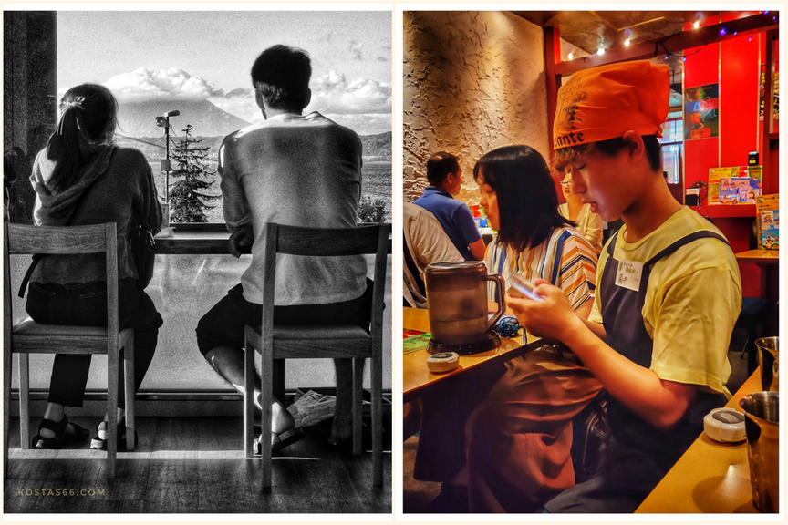Scenes from Soup Curry restaurants in Toyako (left) and Sapporo (right).