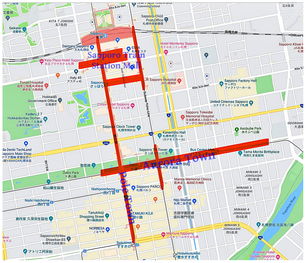 Underground shopping malls in downtown Sapporo.