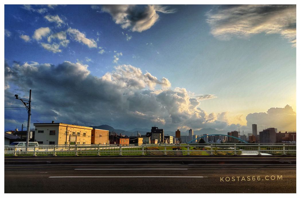 Toyohira River in the sunset.
