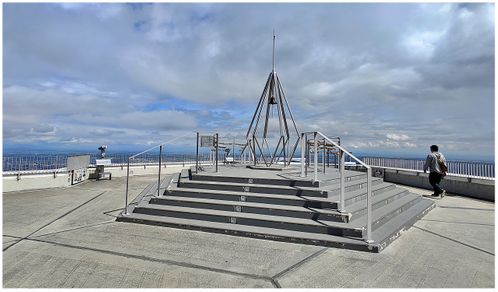 The summit observation deck and the Bell of Happiness.