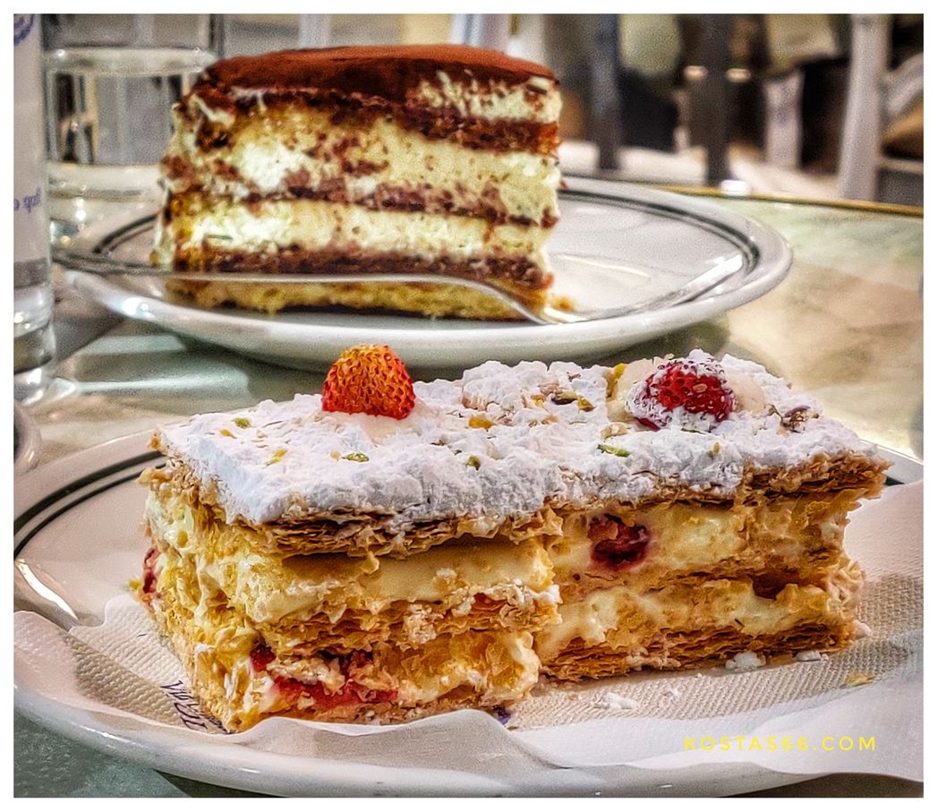 Dolci at Gran Caffè Gambrinus: tiramisu & mille foglie.