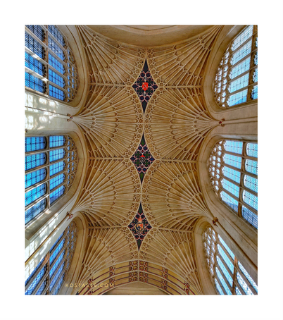 The Gothic ceiling of the Bath Abbey with its fine fan vaulting.
